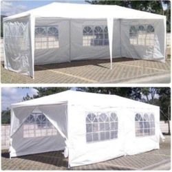 10 ft. x 20 ft. Wedding Party White Canopy Tent Outdoor Gazebo with 6 Removable Sidewalls for Backyard, Birthday Party,1,!!!%%