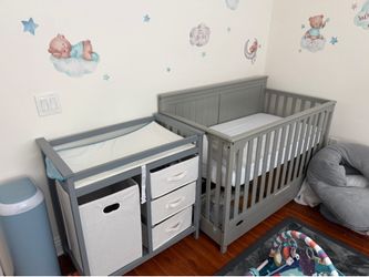 $75 total: Crib, changing table, diaper genie