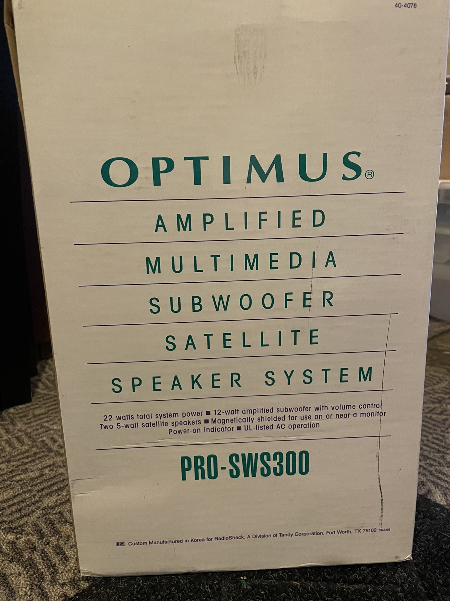 New In Box!! Optimus Multi Media Speaker System. Rare Find!! 
