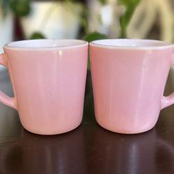 Vintage Pink Milk Glass Coffee Mugs. Circa 1950’s