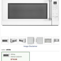 KitchenAid  30 Inch Over-the-Range Microwave Oven with 2.0 Cu. Ft. Capacity, 1,000 Watts Cooking Power