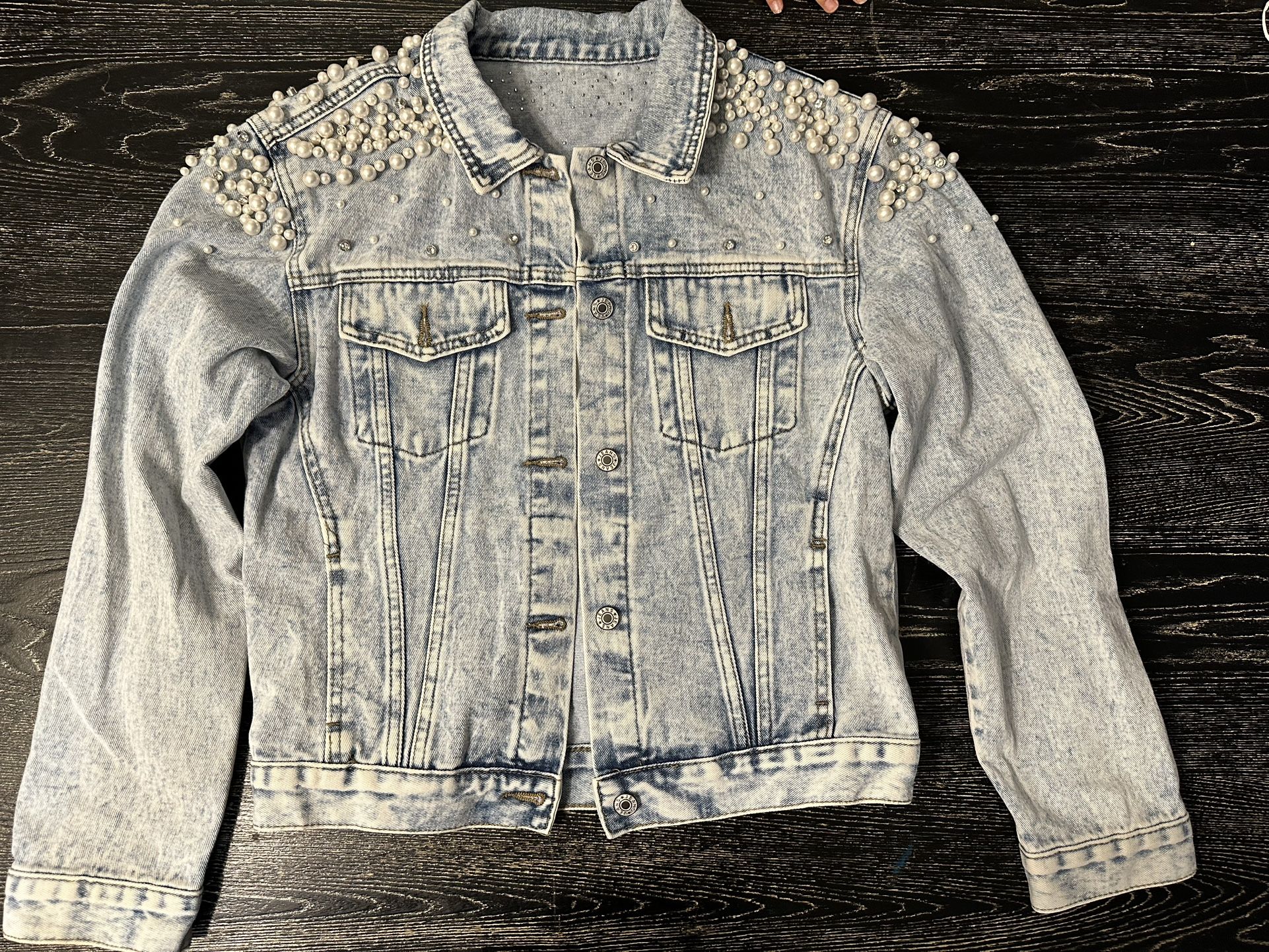 Pearl Embellished Denim Jacket