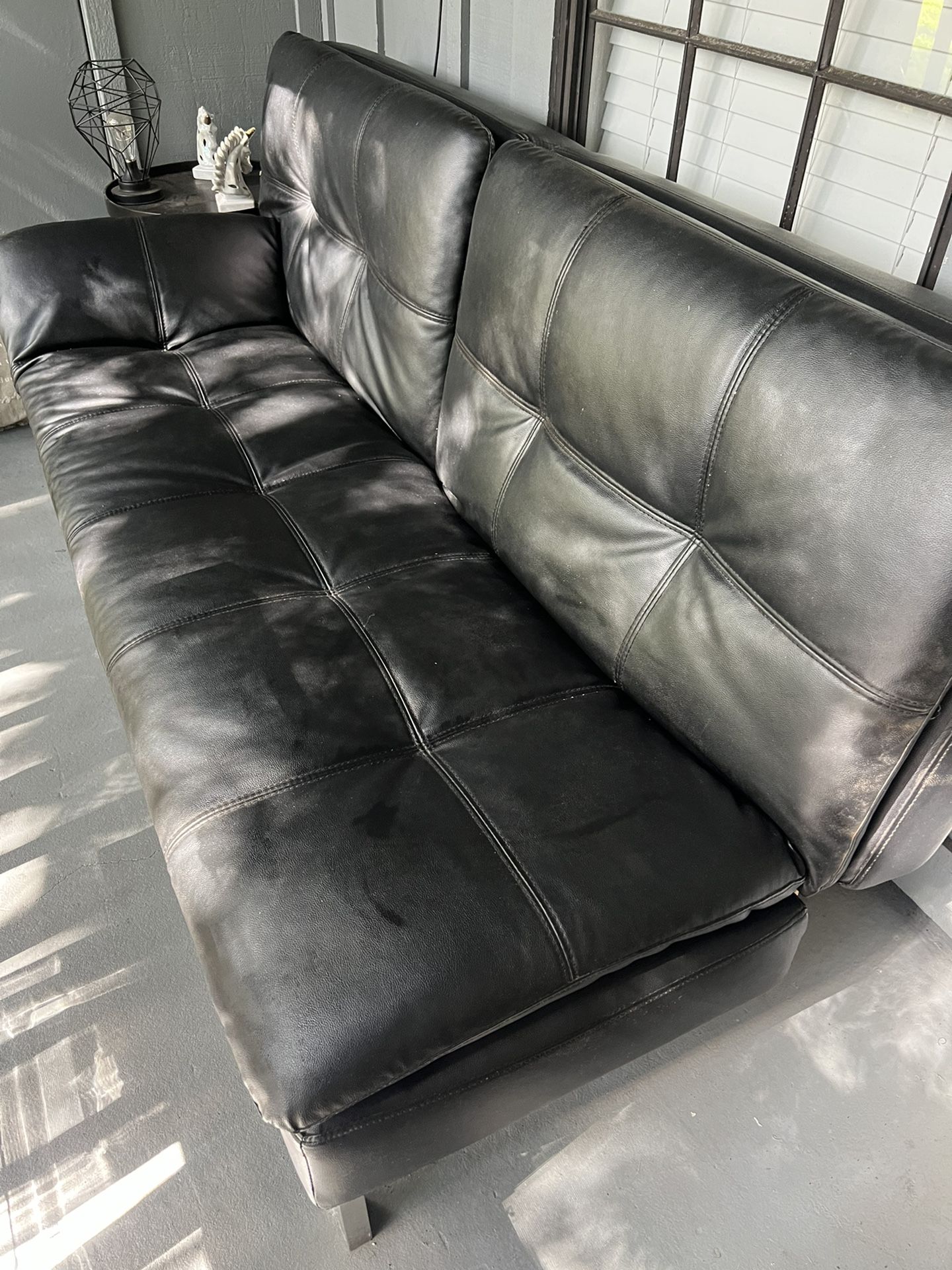 Black leather futon