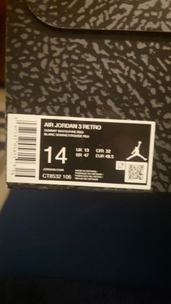 Air Jordan 3 Retro Summit White Fire Red Size 14