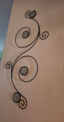 Black Metal Scroll Wall Art with Gem Accents