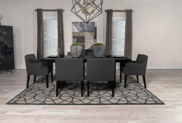 7-piece Rectangular Dining Table Set Black