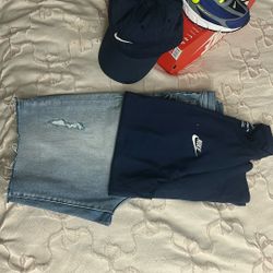 9 Nikes, Adjustable Nike Hat , Nike T Size L , Cut Offs Jean Shorts Size 33