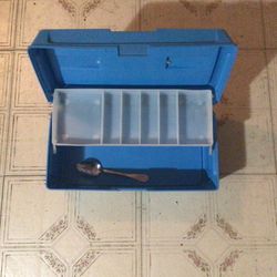 Vintage Emco Tackle Box 1-10 Inches Measurements On  One Side And Cm On Other Side On Top Of Box,Clean 