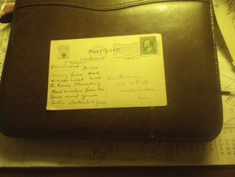 One Cent Ben Franklin Stamp On A Vintage Post Card.