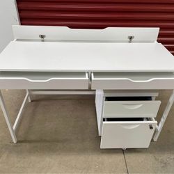 White Desk with filing cabinet