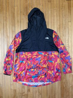 The North Face Printed Fanorak Pink/Orange Womens Windwall Pullover Jacket Sz.XL