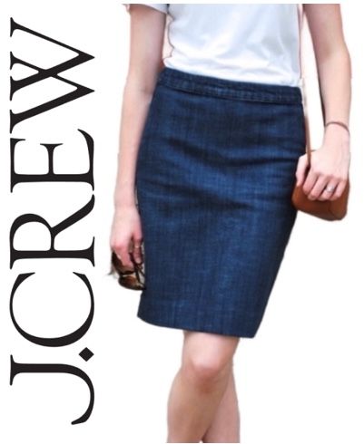 J. Crew Stretch Denim Pencil Skirt in Indigo Wash Size 6