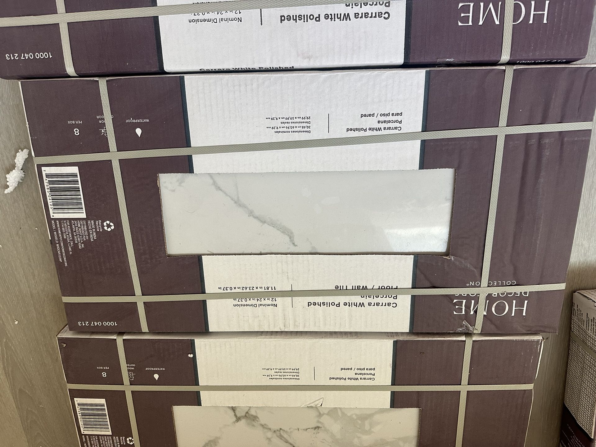 Carrara White Marble Look Polished Porcelain