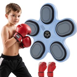 Music Boxing Machine with Boxing Gloves, Wall Mounted Smart Music Boxing Trainer, Electronic Boxing Target Workout Punching Equipment for Home, Indoor