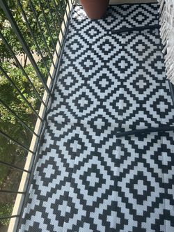 Boho black and white outdoor rug
