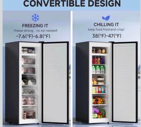 7.0 Cu.ft Upright Freezer, Convertible Freezer/Refrigerator, for Kitchen Garage
