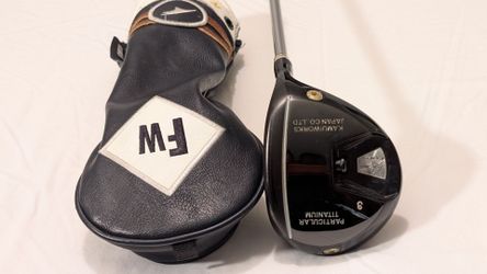MINT KAMUI WORKS PARTICULAR TITANIUM #3 WOOD 15*: DOUBLE KICK SHAFT R
FLEX FUJIKURA GRAPHITE SHAFT W/ KAMUI WORKS JAPAN GRIP Including a Original KAM