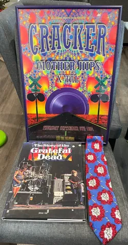 CRACKER MOTHER HIPS X-TAL POSTER THE FILLMORE 1994 + SPANISH LADY NECKTIE & BOOK