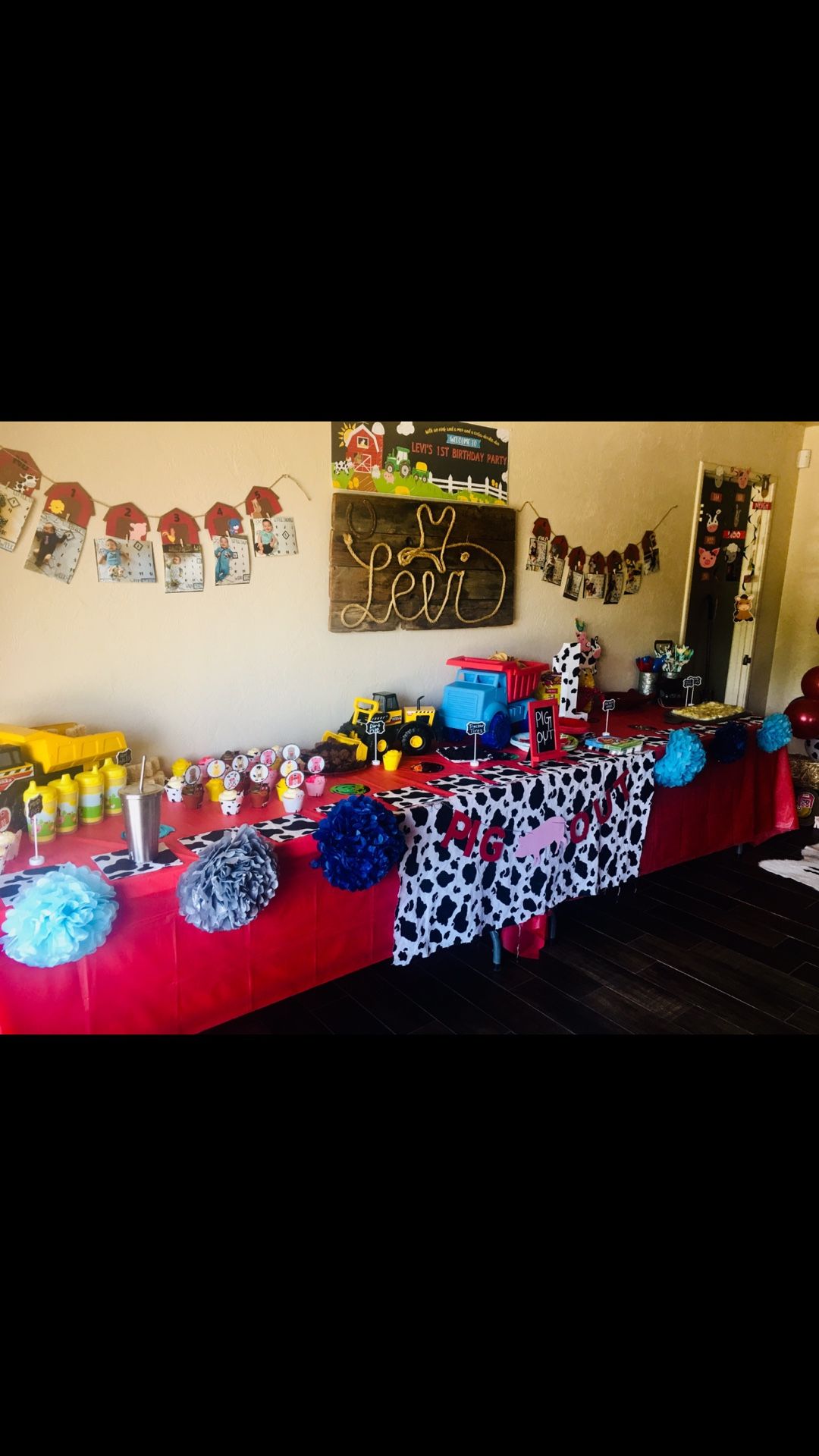 Cow barn animals birthday party decorations