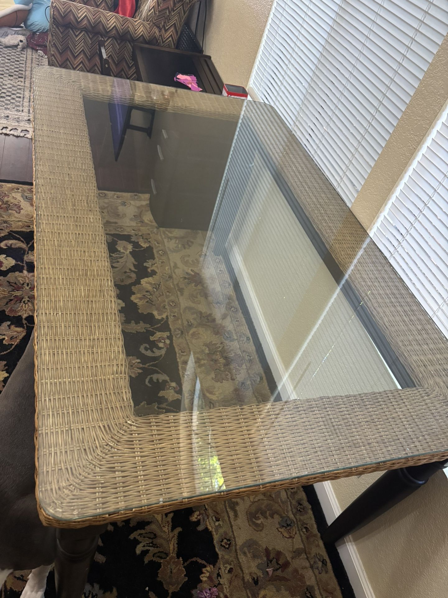 Wood & Wicker Dining Table