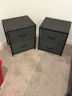Set of 2 Black 2-Drawer Nightstands