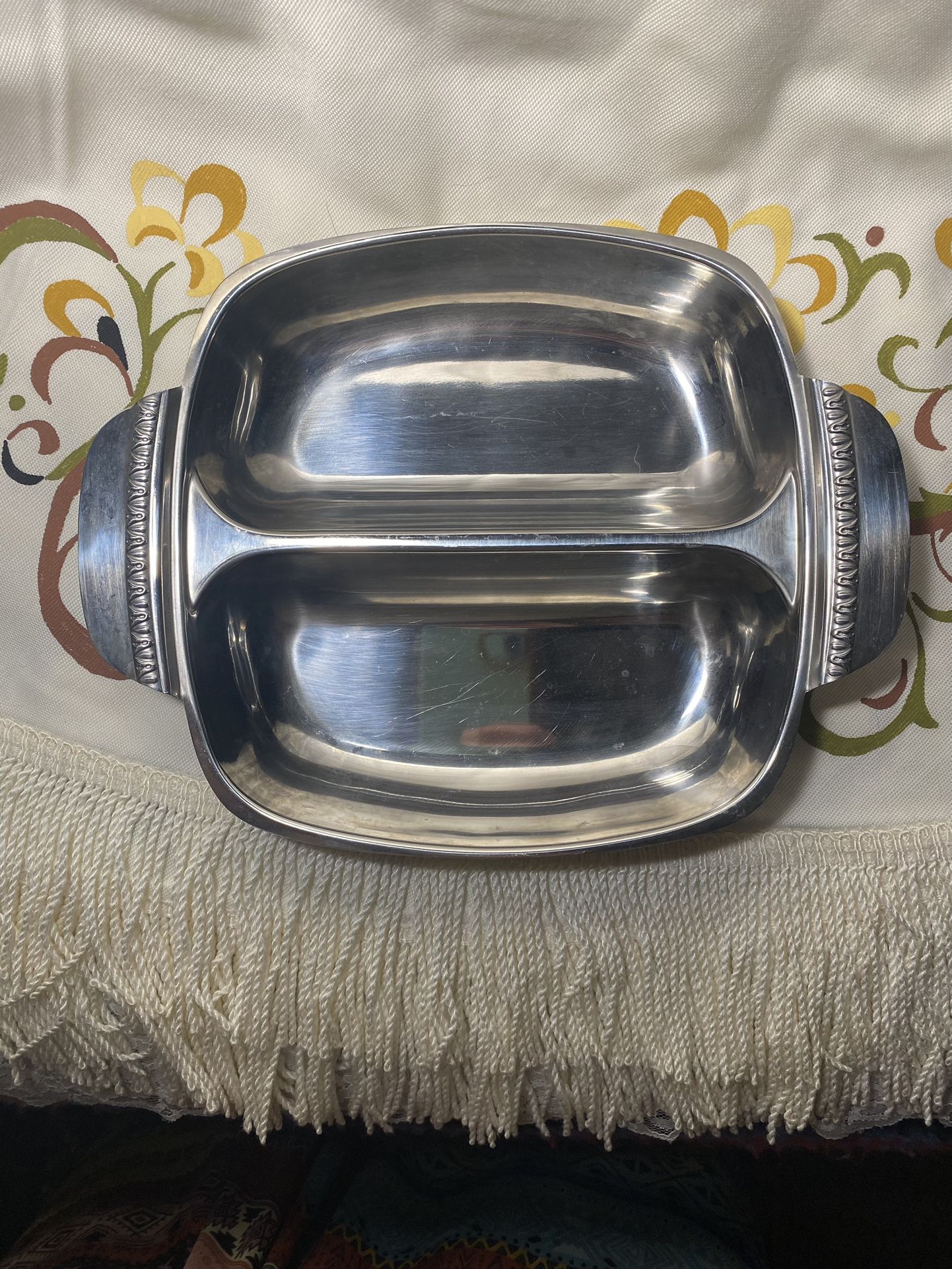 Mid Century Modern Divided Serving Dish Stainless MSJ Japan