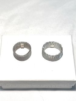 Brand new .925 silver mesh band wedding rings. Made in Italy. Size 5 and 7
