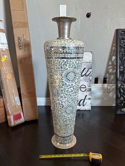 Large Mosaic Glass Tile Floor Vase