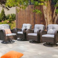 Patio Rocking Chairs Set Up For Swivel Chairs Swivel Rocking Chairs Brand New Available With Brown Or Gray Cushions, 🚛🆕✈️🚚🆕