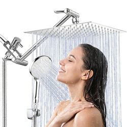 Shower Head, 10 Inch High Pressure Rainfall Shower Head/Handheld Shower, 9 Settings