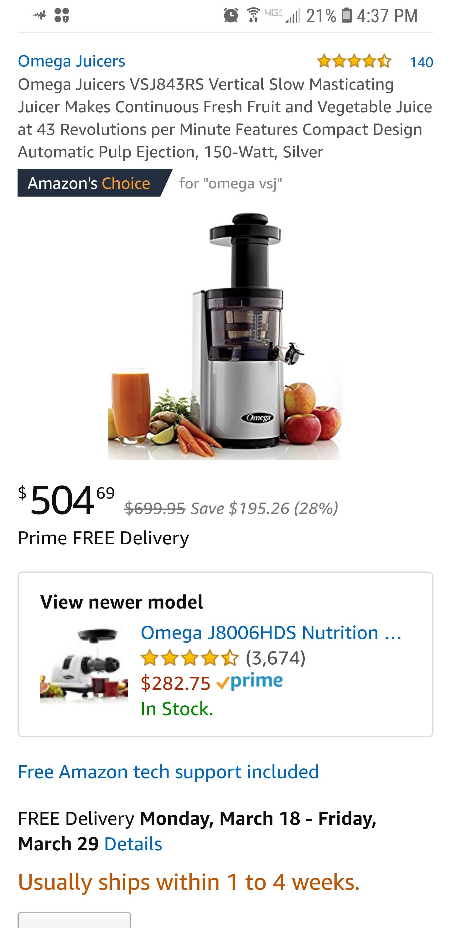 Brand New Base Omega VSJ843 Juicer Used Containers