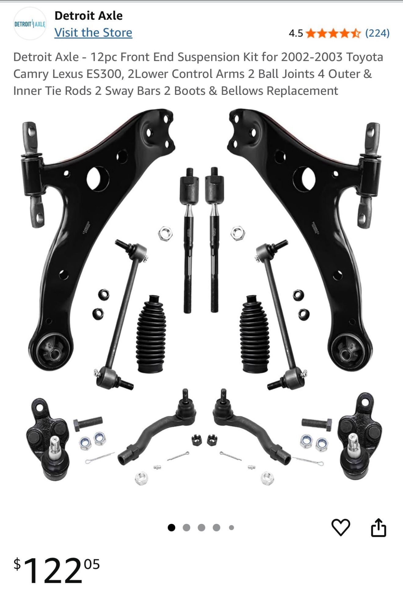 Brand New Detroit Axle Suspension Kit for 2002-2003 Toyota Camry