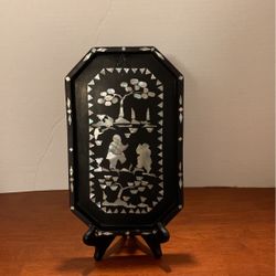 Mother Of Pearl Inlay Tray 10 1/2” X 6 1/2” Some Condition Issues See Photos  L21