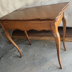 Antique French Louis XV Style Folding Swivel Table Oak Wood 