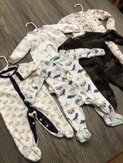 0-3 Months Footed Onesie Rompers 5 Piece 
