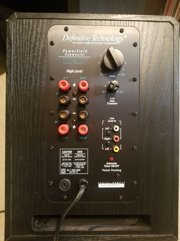 Definitive Technology surround sound set with Sub