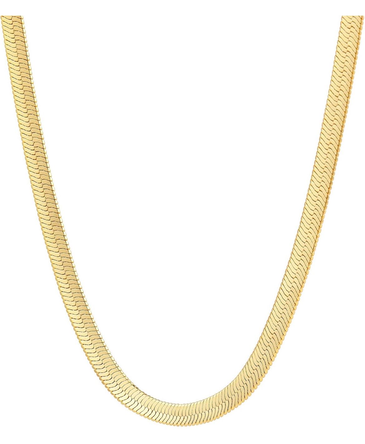 Gold Plated Necklace for Women, 14K Gold Plated Herringbone Chain Necklaces, 20inch Snake Chain