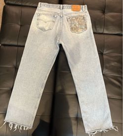 Vintage 90s Levis 501 Jeans Men 34x28.5 Made USA Thrashed Distressed (Tag 36x34)