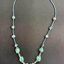 Vintage Turquoise (Howlite) Necklace With Teardrop Pendant