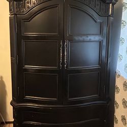 MASSIVE Black Armoire. Solid Wood. Cabinet Closet.
