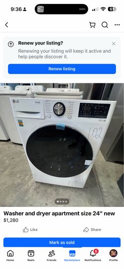 Washer and dryer all in one piece 24” apartment size