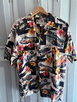 Men's Hawaiian Aloha Shirt Airplane Hibiscus Pattern / new w/o tag