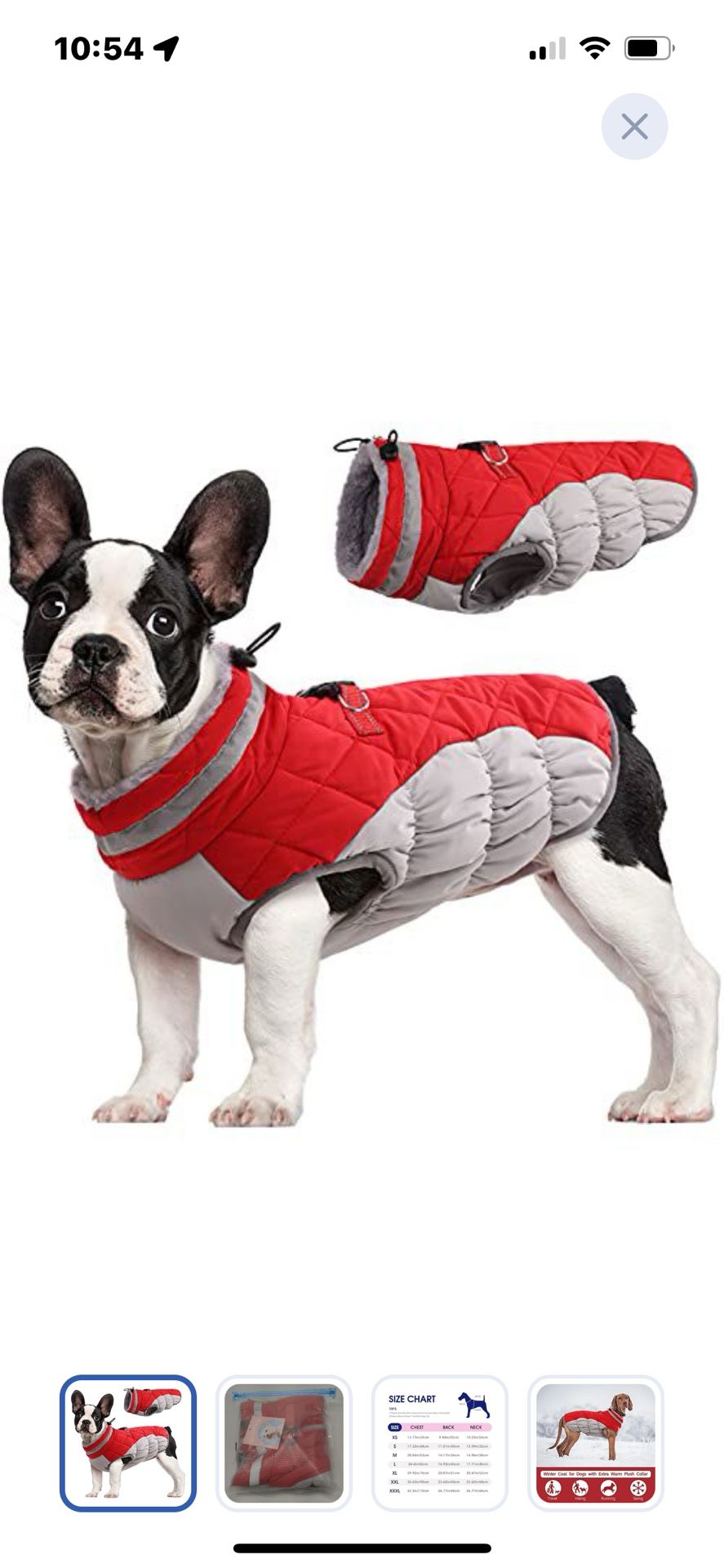“New”Dog Coat/Jacket padded Fleece Vest,reflective Built In Harness Waterproof /windproof W/zipper(Red,Med.)retail$45
