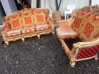 Vintage Baroque Style Sofa and Armchair Set