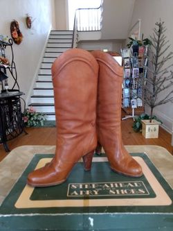 Leather Western Boots Cognac - Size 6B Excellent Condition