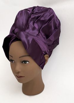 Bonnet Satin Silk Purple With An Adjustable Tie