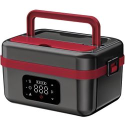 New-Upgraded Cordless Electric Lunch Box, 1L Rechargeable Heated Lunch Box Battery Powered Stainless Steel Self-Heating Food Warmer Gift for Indoor Ou