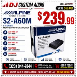 Alpine S-Series 1200 Watts Mono Subwoofer Bass Power Amplifier System S2-A60M 🚨 Payment Options Available 🚨 No Credit Needed 🚨