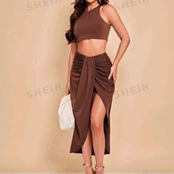 Brown Shein Skirt Set New 