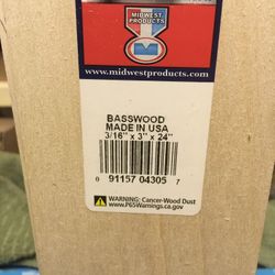 Midwest Basswood wood 3/16" x 3 x 24in (1)pc.